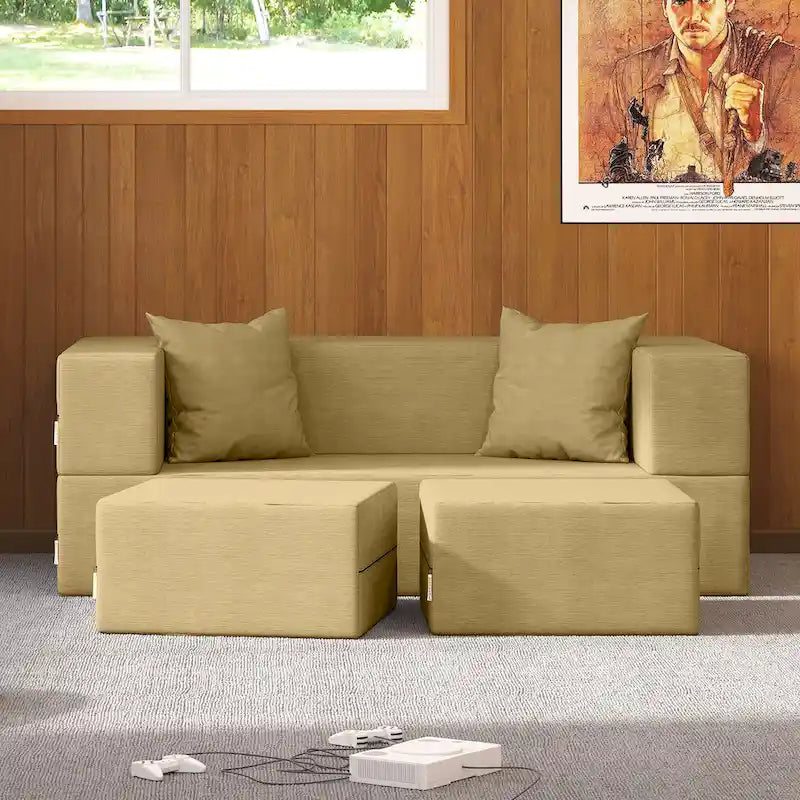 Divanetto e Ottomana Trasformabili Multicolore – 2 Posti, Queen