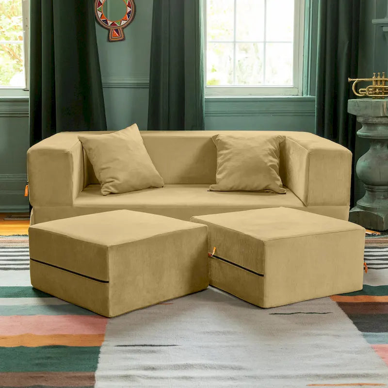 Divanetto e Ottomana Trasformabili Multicolore – 2 Posti, Queen