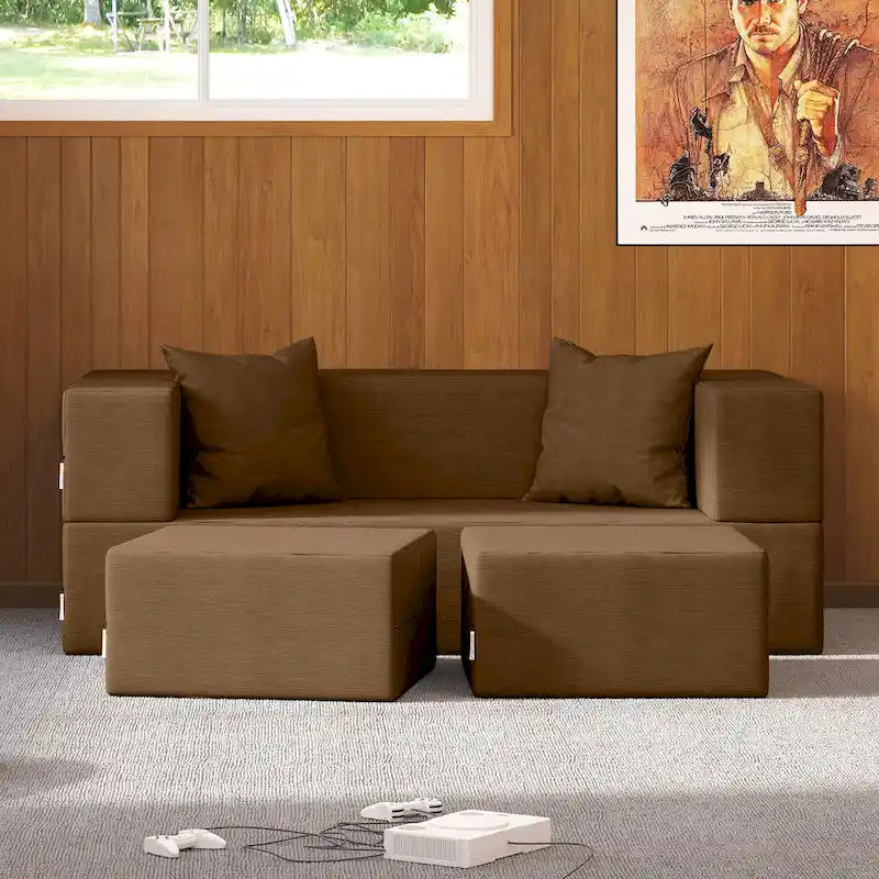 Divanetto e Ottomana Trasformabili Multicolore – 2 Posti, Queen