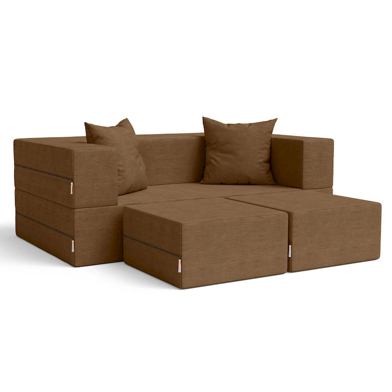 Divanetto e Ottomana Trasformabili Multicolore – 2 Posti, Queen