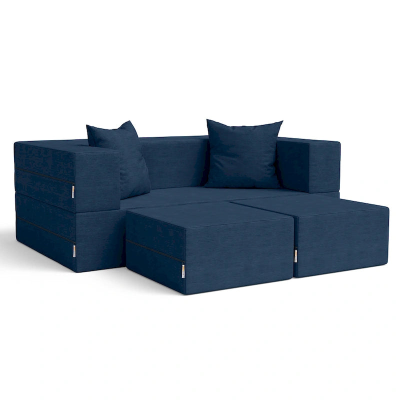 Divanetto e Ottomana Trasformabili Multicolore – 2 Posti, Queen
