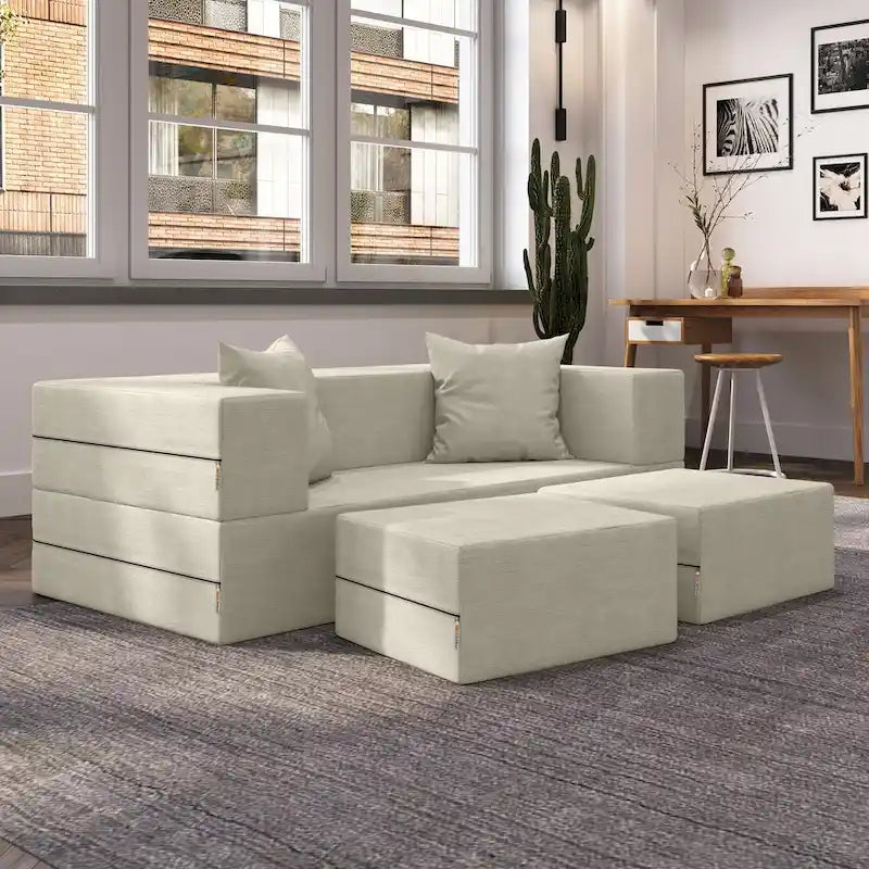 Divanetto e Ottomana Trasformabili Multicolore – 2 Posti, Queen