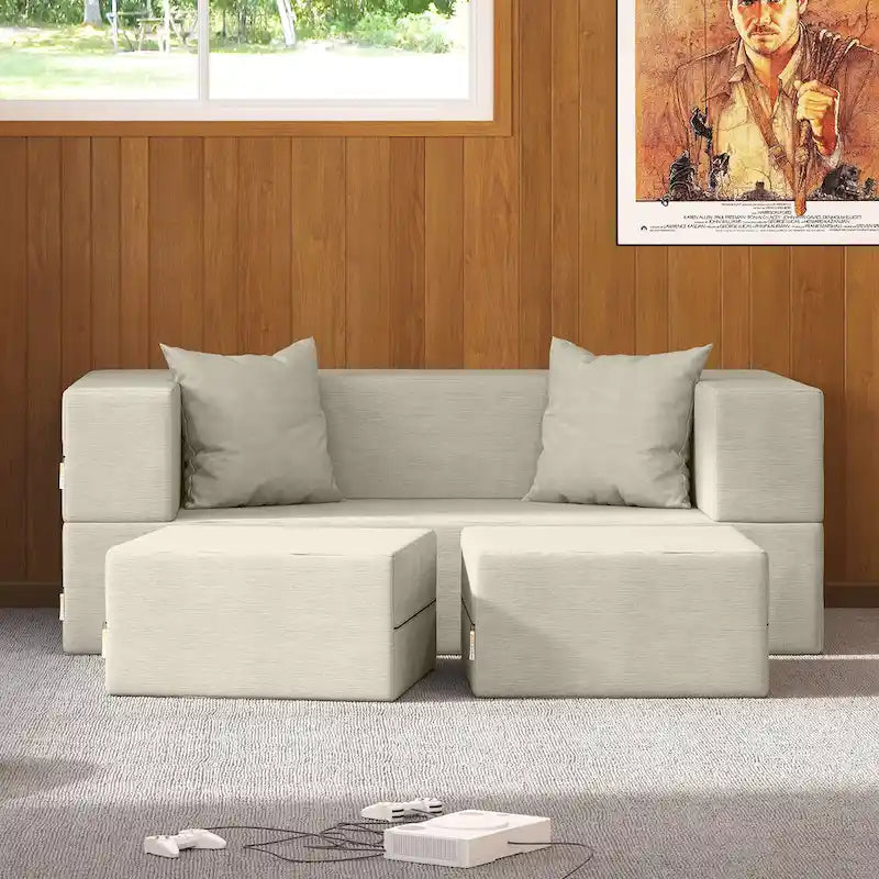 Divanetto e Ottomana Trasformabili Multicolore – 2 Posti, Queen