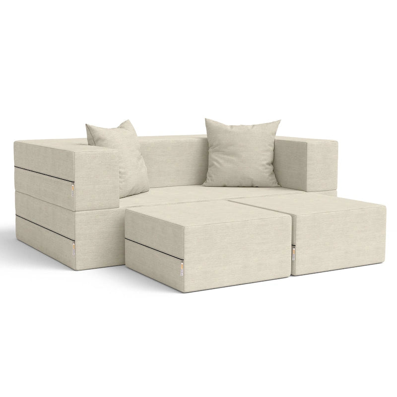 Divanetto e Ottomana Trasformabili Multicolore – 2 Posti, Queen