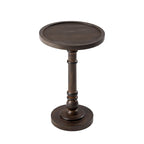 Tavolino da salotto rotondo con piedistallo – Espresso / Legno / Bianco e nero, stile rustico, 1 persona