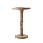 Tavolino da salotto rotondo con piedistallo – Espresso / Legno / Bianco e nero, stile rustico, 1 persona