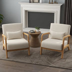 Poltrona con cuscino, rivestimento in lino/PU, set da 2, gambe in legno