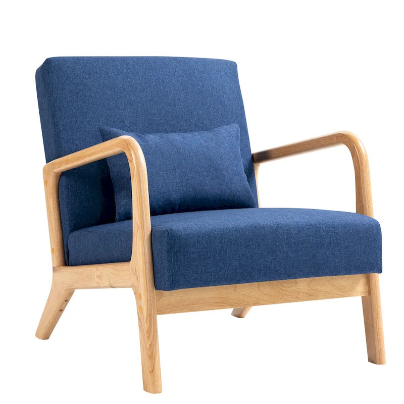 Poltrona con cuscino, rivestimento in lino/PU, set da 2, gambe in legno