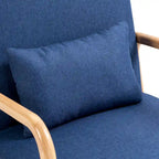 Poltrona con cuscino, rivestimento in lino/PU, set da 2, gambe in legno