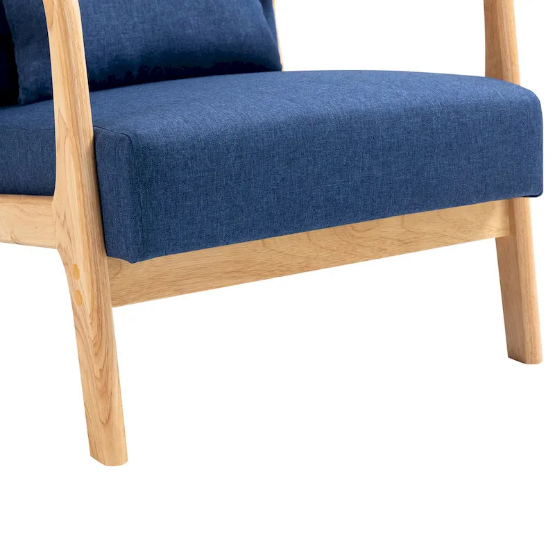 Poltrona con cuscino, rivestimento in lino/PU, set da 2, gambe in legno