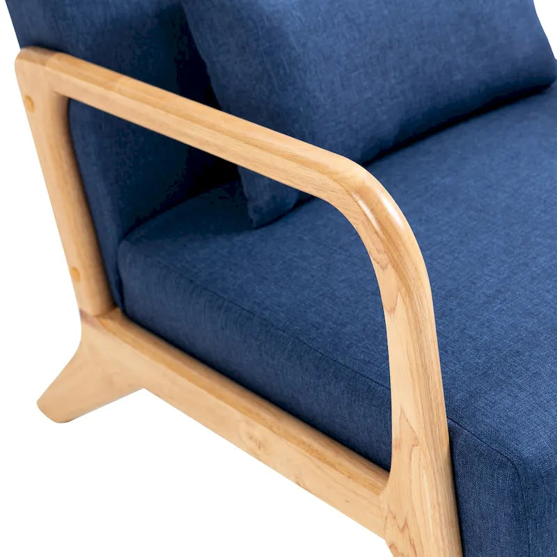 Poltrona con cuscino, rivestimento in lino/PU, set da 2, gambe in legno