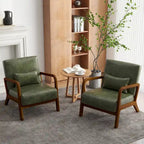 Poltrona con cuscino, rivestimento in lino/PU, set da 2, gambe in legno