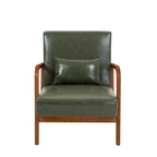 Poltrona con cuscino, rivestimento in lino/PU, set da 2, gambe in legno