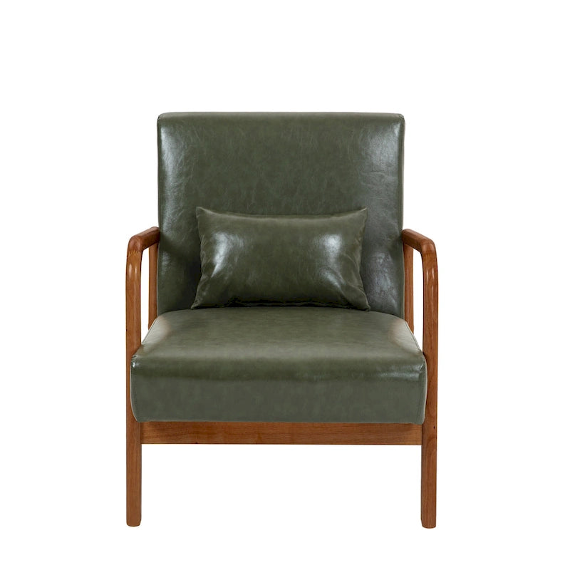 Poltrona con cuscino, rivestimento in lino/PU, set da 2, gambe in legno