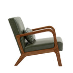 Poltrona con cuscino, rivestimento in lino/PU, set da 2, gambe in legno