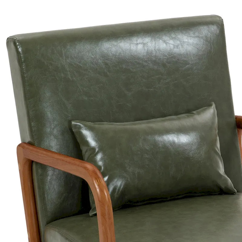 Poltrona con cuscino, rivestimento in lino/PU, set da 2, gambe in legno