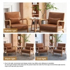 Poltrona con cuscino, rivestimento in lino/PU, set da 2, gambe in legno