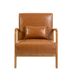 Poltrona con cuscino, rivestimento in lino/PU, set da 2, gambe in legno