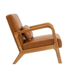 Poltrona con cuscino, rivestimento in lino/PU, set da 2, gambe in legno