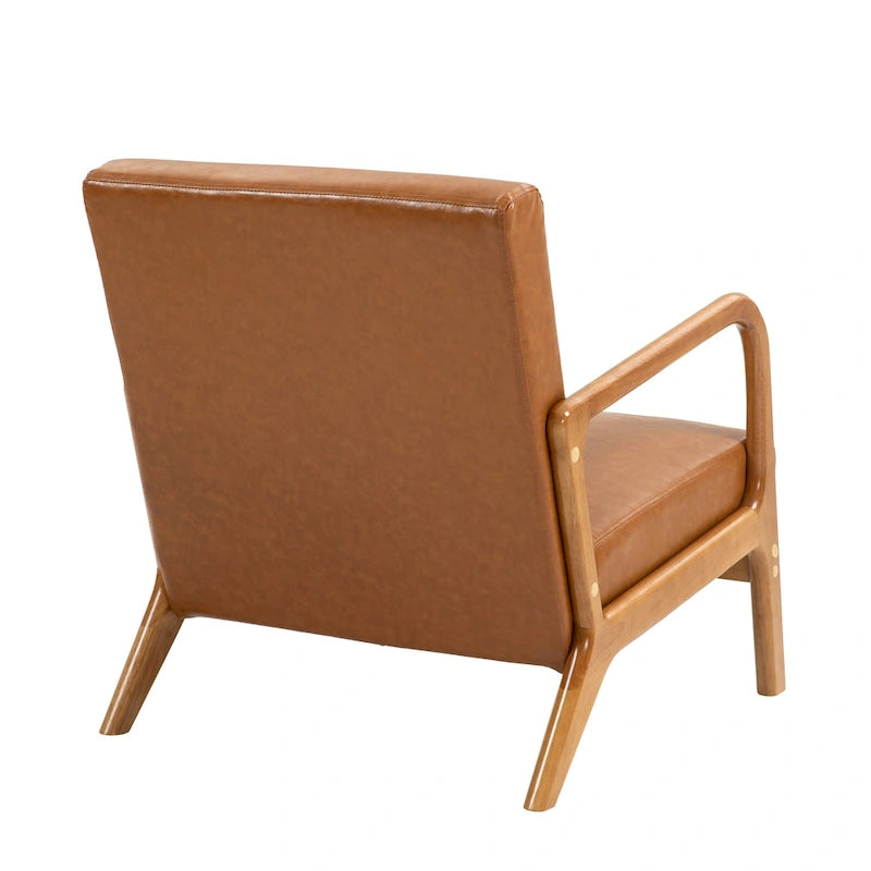 Poltrona con cuscino, rivestimento in lino/PU, set da 2, gambe in legno