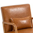 Poltrona con cuscino, rivestimento in lino/PU, set da 2, gambe in legno