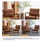 Poltrona con cuscino, rivestimento in lino/PU, set da 2, gambe in legno