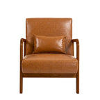 Poltrona con cuscino, rivestimento in lino/PU, set da 2, gambe in legno
