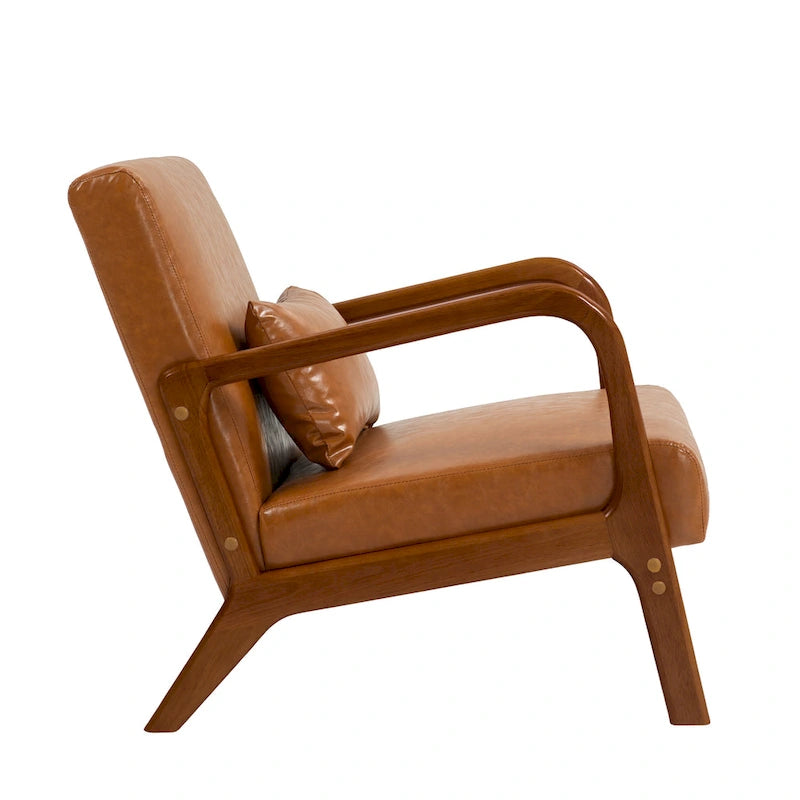 Poltrona con cuscino, rivestimento in lino/PU, set da 2, gambe in legno