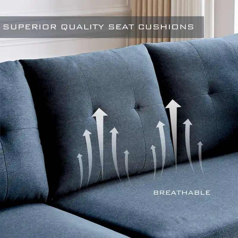 Divano Componibile Moderno a L con Chaise Longue, Pouf Contenitore e Tasche Laterali per Soggiorno