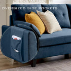 Divano Componibile Moderno a L con Chaise Longue, Pouf Contenitore e Tasche Laterali per Soggiorno