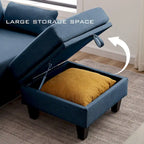Divano Componibile Moderno a L con Chaise Longue, Pouf Contenitore e Tasche Laterali per Soggiorno