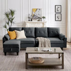 Divano Componibile Moderno a L con Chaise Longue, Pouf Contenitore e Tasche Laterali per Soggiorno