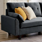 Divano Componibile Moderno a L con Chaise Longue, Pouf Contenitore e Tasche Laterali per Soggiorno