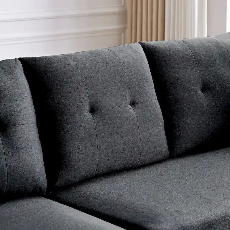Divano Componibile Moderno a L con Chaise Longue, Pouf Contenitore e Tasche Laterali per Soggiorno