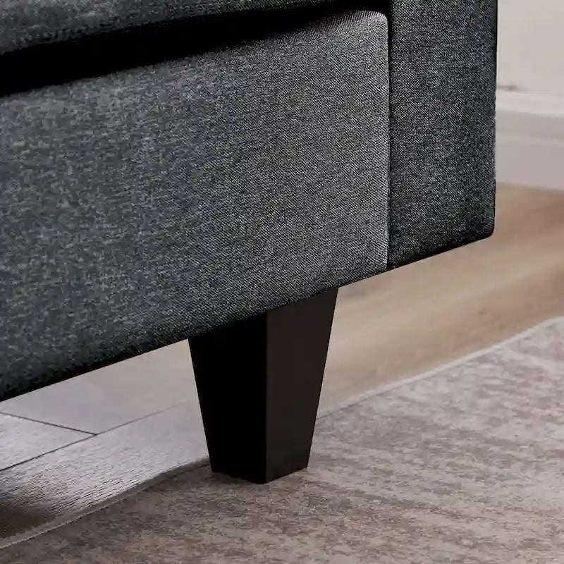 Divano Componibile Moderno a L con Chaise Longue, Pouf Contenitore e Tasche Laterali per Soggiorno