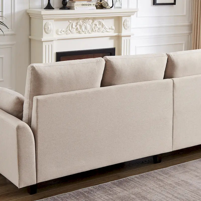 Divano Componibile Moderno a L con Chaise Longue, Pouf Contenitore e Tasche Laterali per Soggiorno