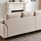 Divano Componibile Moderno a L con Chaise Longue, Pouf Contenitore e Tasche Laterali per Soggiorno