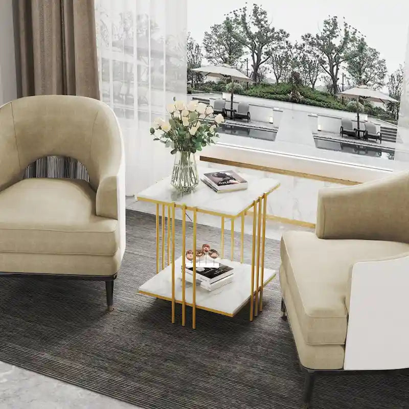 Tavolino quadrato a 2 ripiani