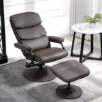 Poltrona reclinabile girevole con pouf, 1 posto, in similpelle, schienale regolabile a 135°, bianco/bronzo