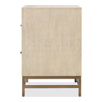 Comodino a 2 cassetti in rovere chiaro con gambe in metallo dorato, 1 persona