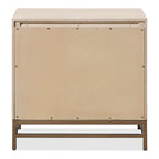 Comodino a 2 cassetti in rovere chiaro con gambe in metallo dorato, 1 persona