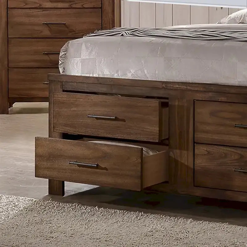 Letto contenitore in noce con 6 cassetti sottoletto, per 1-2 persone