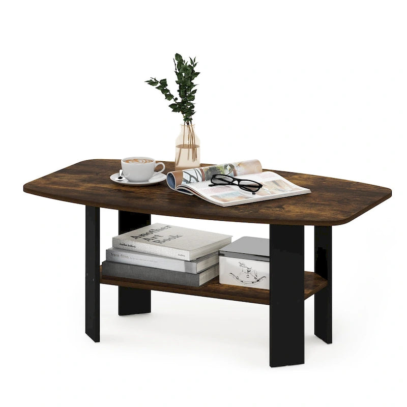 Tavolino da caffè dal design semplice – Pino ambrato/Nero e bianco, 1 posto