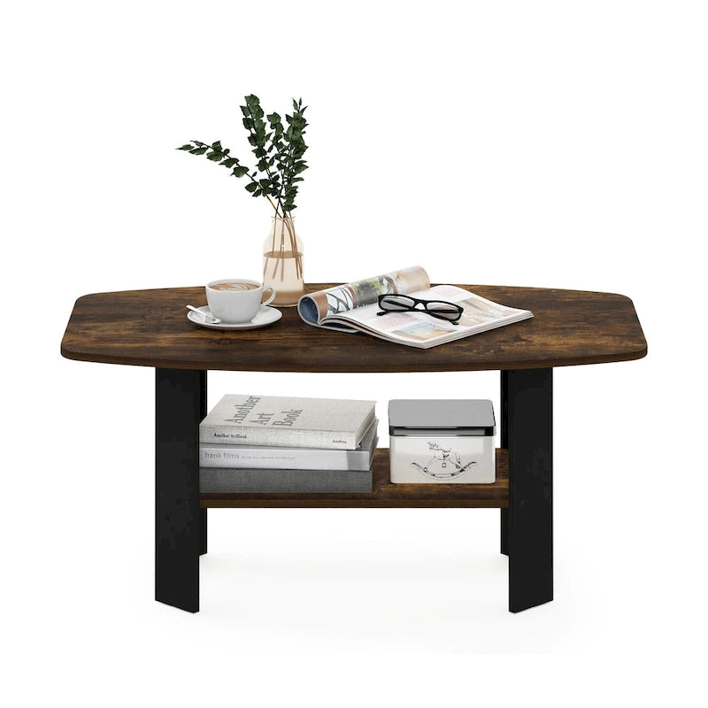 Tavolino da caffè dal design semplice – Pino ambrato/Nero e bianco, 1 posto