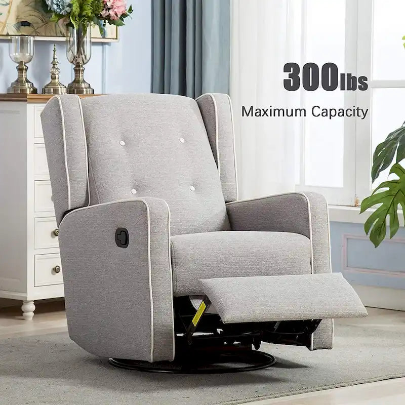 Poltrona reclinabile girevole a dondolo grigio chiaro/bianca, set da 2