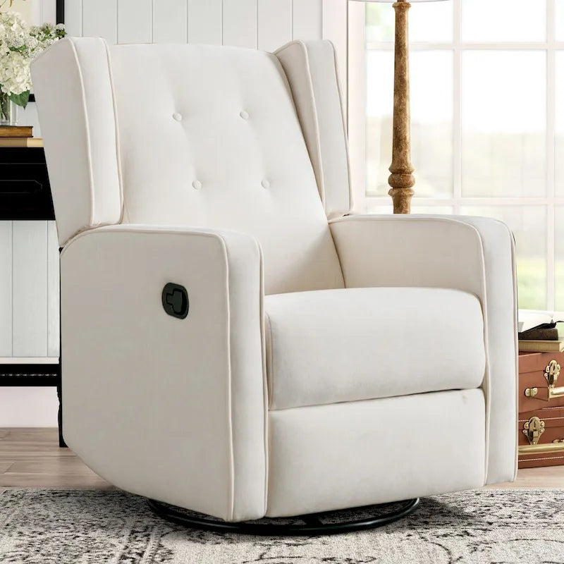 Poltrona reclinabile girevole a dondolo grigio chiaro/bianca, set da 2