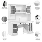 Scrivania per computer da 60" in frassino bianco con alzatina e contenitore – 1 persona