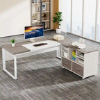 Cassettiera portadocumenti a 2 cassetti con ripiani aperti, mobile, assemblaggio da 1 persona, rovere/grigio/marrone