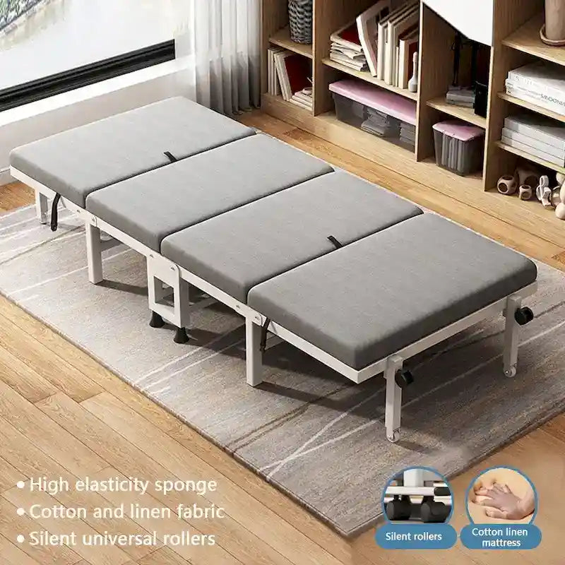 Letto Pieghevole a Scomparsa Bianco con Materasso in Memory Foam – Singolo, 1 Persona