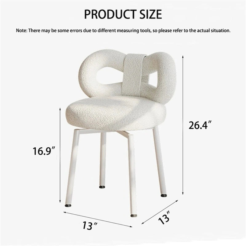 Sgabello da toeletta White Butterfly-Back, rivestito, monoposto